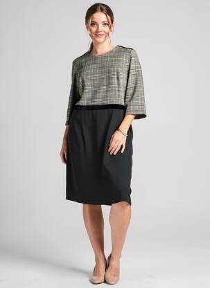 Rochie midi mâneci 3/4 mâneci 3/4 negru DIANE LAURY femeie