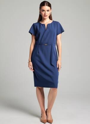 Rochie midi mâneci scurte mâneci scurte albastru ESTEL COLLECTION femeie