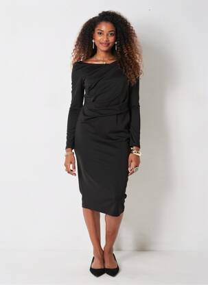 Rochie midi mâneci lungi mâneci lungi negru VERA MONT femeie