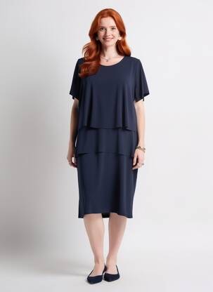 Rochie midi croială fluidă mâneci scurte albastru GREGORY PAT femeie