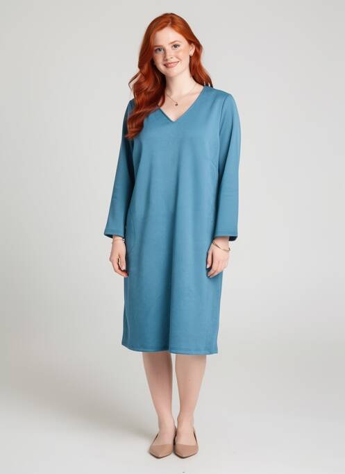 Rochie midi mâneci 3/4 mâneci 3/4 albastru FRANCE RIVOIRE femme