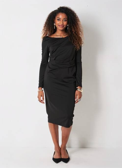 Rochie midi mâneci lungi mâneci lungi negru VERA MONT femme