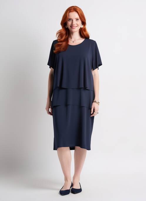 Rochie midi croială fluidă mâneci scurte albastru GREGORY PAT femme