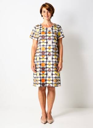 Rochie midi imprimeu fantezie mâneci scurte negru HIPPOCAMPE femeie