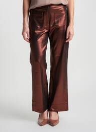 Pantalon evazat elasticitate talie înaltă maro JUBYLEE femme