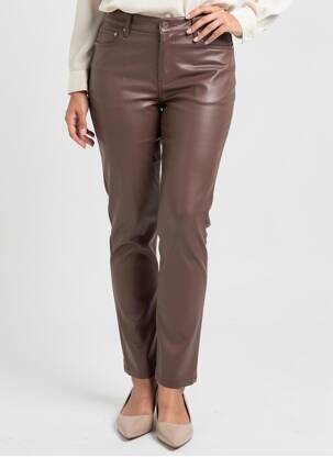 Pantalon slim talie înaltă talie înaltă maro TOXIK3 femeie