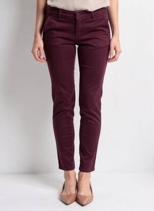 Pantalon chino închidere cu fermoar sub clapetă cu nasturi mărime normală roșu TOXIK3 femeie