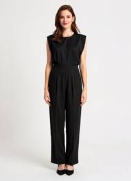 Salopetă-pantalon buzunare mâneci scurte negru KILKY femme