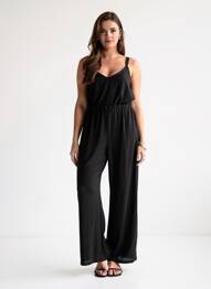 Salopetă-pantalon croială fluidă bretele subțiri negru GRACE & MILA femme