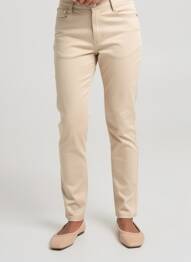 Pantalon slim țesătură poplin mărime normală bej QUATTRO femme