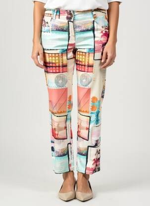 Pantalon 7/8 țesătură poplin albastru QUATTRO femeie