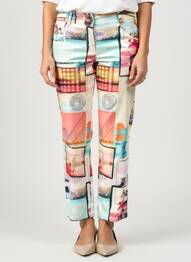 Pantalon 7/8 țesătură poplin albastru QUATTRO femme