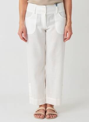 Pantalon drept țesătură crep mărime normală bej QUATTRO femeie