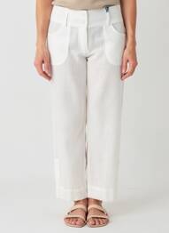 Pantalon drept țesătură crep mărime normală bej QUATTRO femme