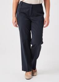 Pantalon drept închidere cu fermoar sub clapetă cu nasturi negru QUATTRO femme
