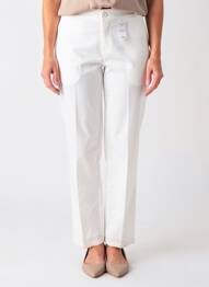 Pantalon drept închidere cu fermoar sub clapetă cu nasturi alb QUATTRO femme