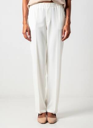 Pantalon drept talie elastică alb QUATTRO femeie