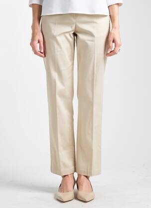 Pantalon drept talie elastică bej QUATTRO femeie