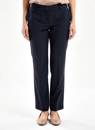 Pantalon drept închidere cu fermoar sub clapetă cu nasturi albastru QUATTRO femeie