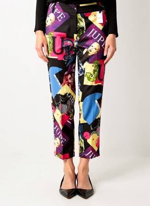 Pantalon 7/8 închidere cu fermoar sub clapetă cu nasturi negru QUATTRO femeie