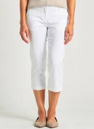 Pantalon 7/8 închidere cu fermoar sub clapetă cu nasturi alb QUATTRO femme