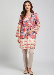 Tunică mâneci lungi imprimeu fantezie roz WORLD FASHION femme
