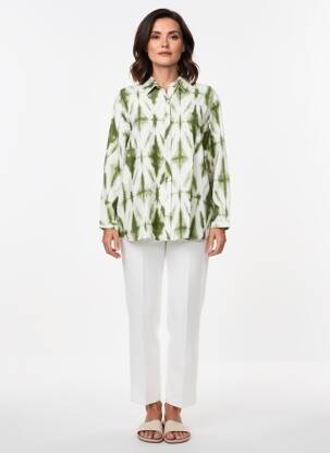 Cămașă țesătură crep mâneci lungi verde CHRISTY femeie