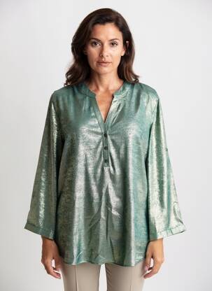 Tunică mâneci lungi închidere cu nasturi pe față verde CHRISTY femme