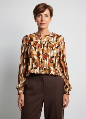 Cămașă croială cambrată mâneci lungi maro VETISTYLE femeie