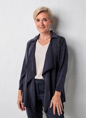 Vestă cu mâneci lungi elasticitate albastru 2W PARIS femeie