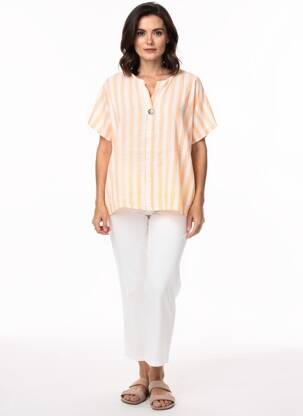 Tunică mâneci scurte guler în v portocaliu NEW COLLECTION femme