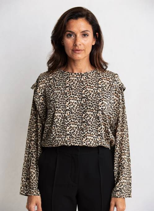 Top guler rotund mâneci lungi bej MAELLE femme