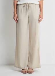 Pantalon larg țesătură crep mărime normală bej ZHENZI femme