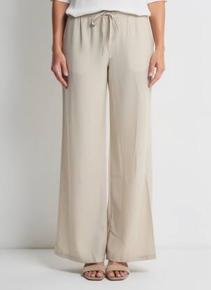 Pantalon larg țesătură crep mărime normală bej ZHENZI femme