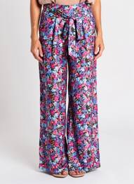 Pantalon larg închidere cu fermoar lateral mărime normală albastru LEO & UGO femme