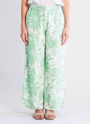 Pantalon larg țesătură poplin mărime normală verde MD'M femeie