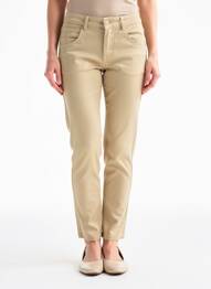 Pantalon slim țesătură poplin mărime normală bej PARA MI femme