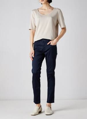 Pantalon slim țesătură poplin mărime normală albastru PARA MI femeie