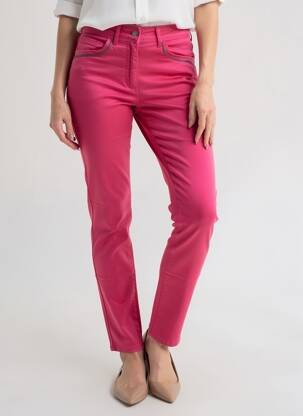Pantalon slim țesătură poplin mărime normală roz DIANE LAURY femeie