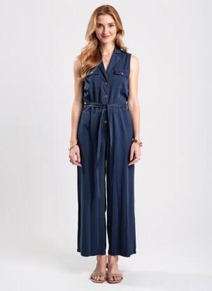Salopetă-pantalon închidere cu nasturi pe față fără mâneci albastru AGATHE & LOUISE femeie