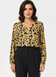 Bluză imprimeu floral mâneci lungi galben AGATHE & LOUISE femeie