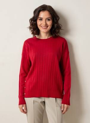Pulover elasticitate mâneci lungi roșu YES.ZEE femeie