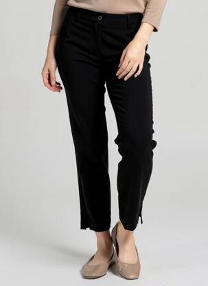 Pantalon 7/8 talie cu cleme mărime normală negru BISCO2 femeie