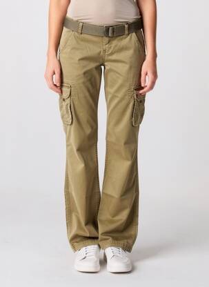 Pantalon cargo subțire talie joasă verde IKKS femeie