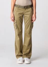 Pantalon cargo talie joasă talie joasă verde IKKS femme
