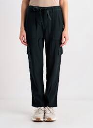 Pantalon cargo talie elastică talie înaltă negru LA PETITE ETOILE femme