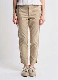 Pantalon chino țesătură poplin mărime normală bej I.CODE (By IKKS) femme