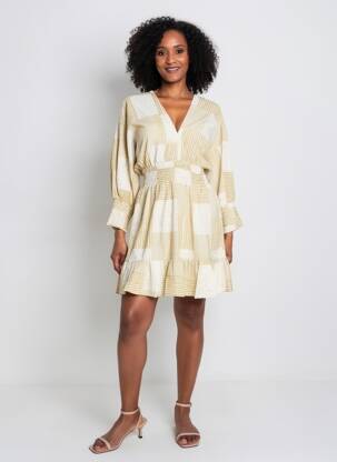 Rochie scurtă mâneci lungi mâneci lungi galben RHUM RAISIN femeie