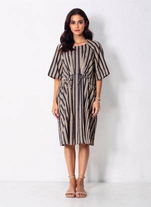 Rochie midi mâneci scurte mâneci scurte albastru RHUM RAISIN femeie