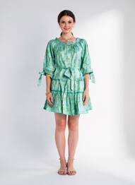 Rochie scurtă mâneci scurte mâneci scurte verde RHUM RAISIN femeie